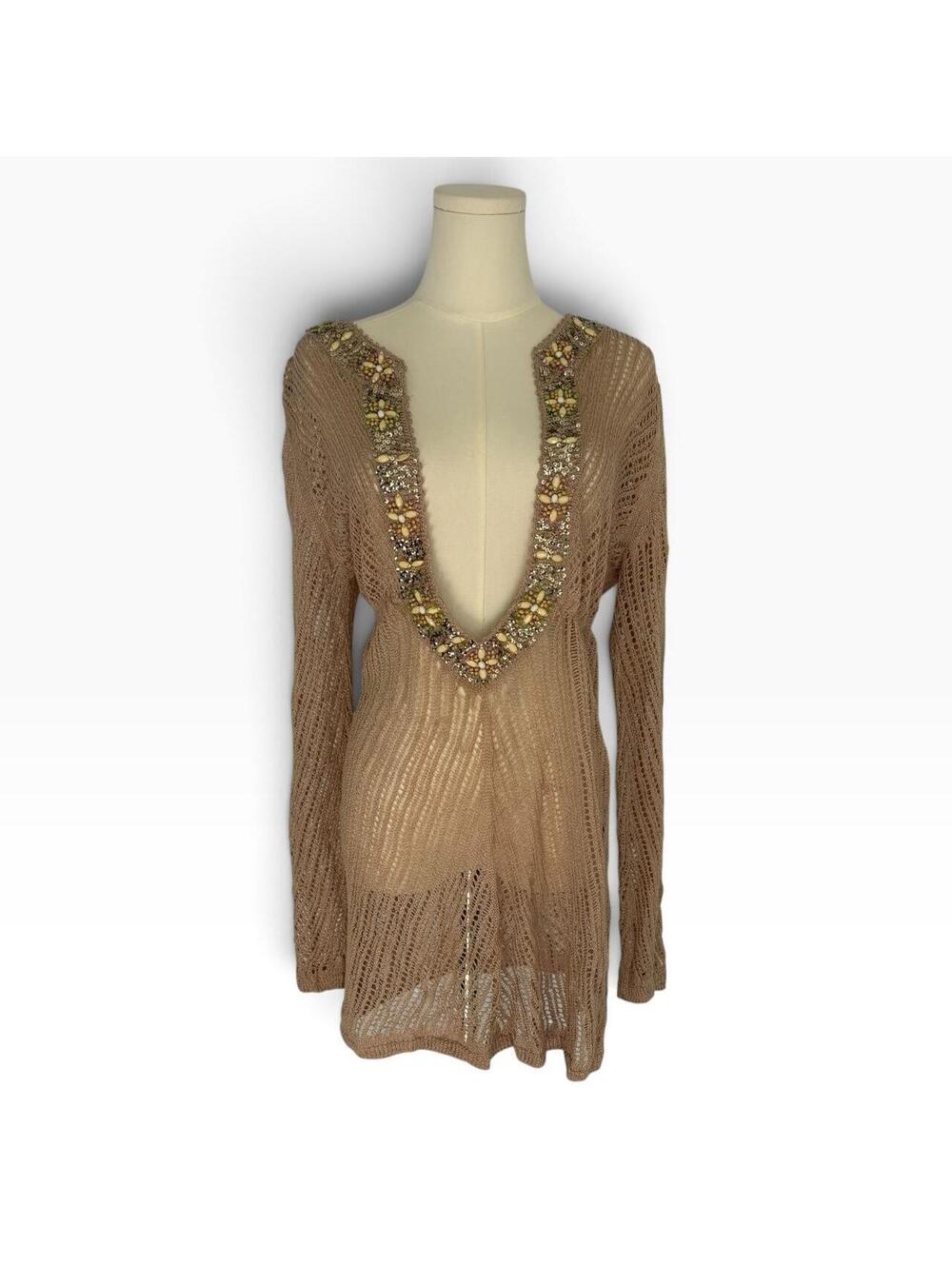 Victoria S Secret Women's Tan and Cream Cover-up